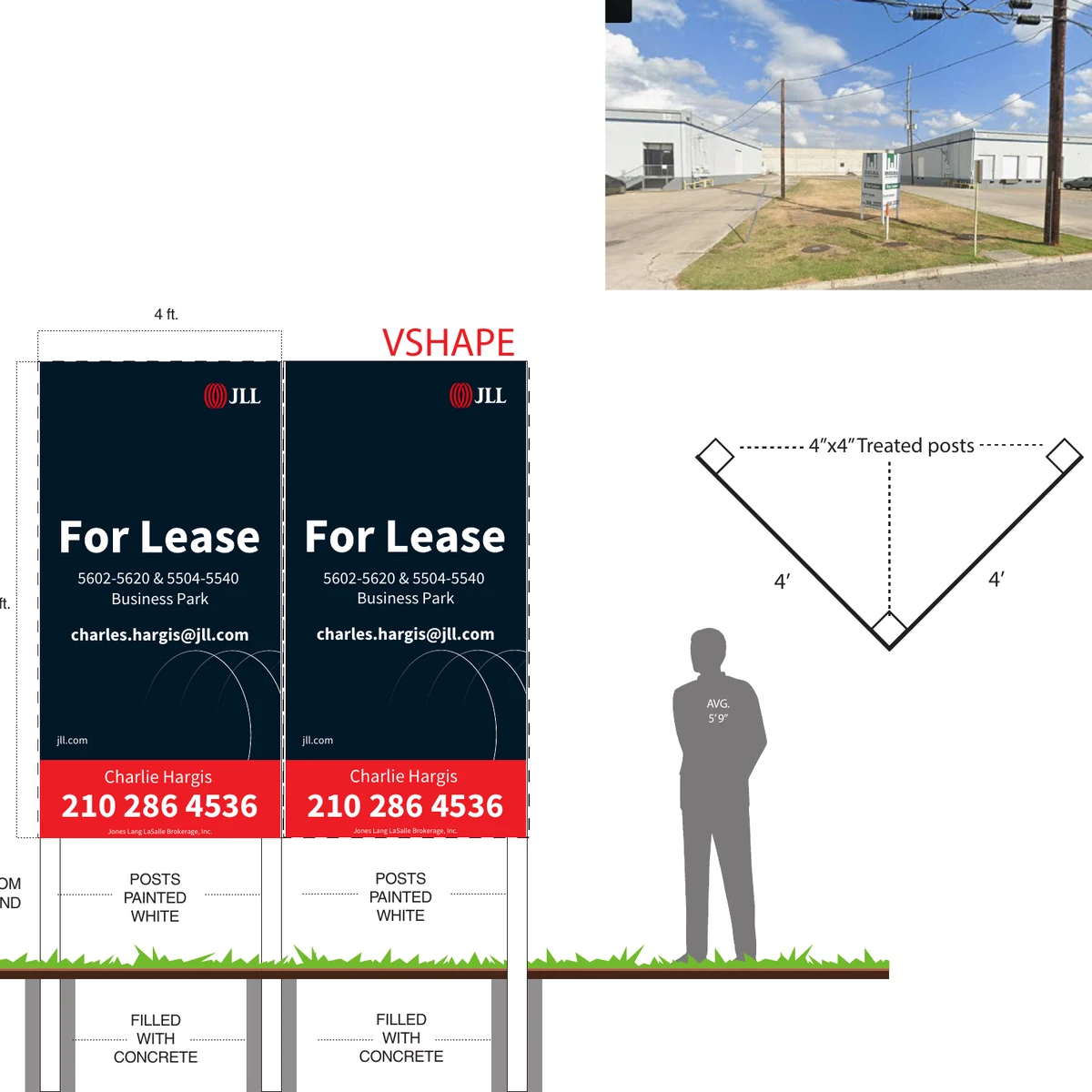 JLL, V-shape double sign